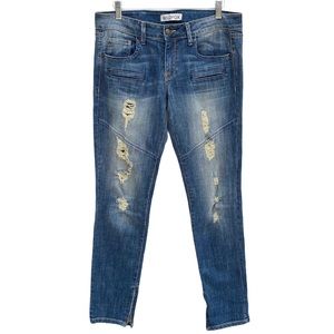 Wildfox Distressed Moto Biker Skinny Jeans